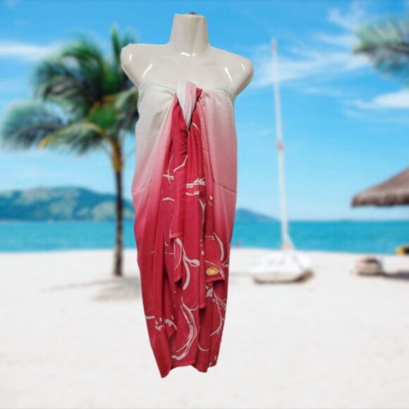 Cover Up Handpainted Cover-up, Halter Strapless Wrap Dress Cotton Batik Coverups - Picture 4 of 7